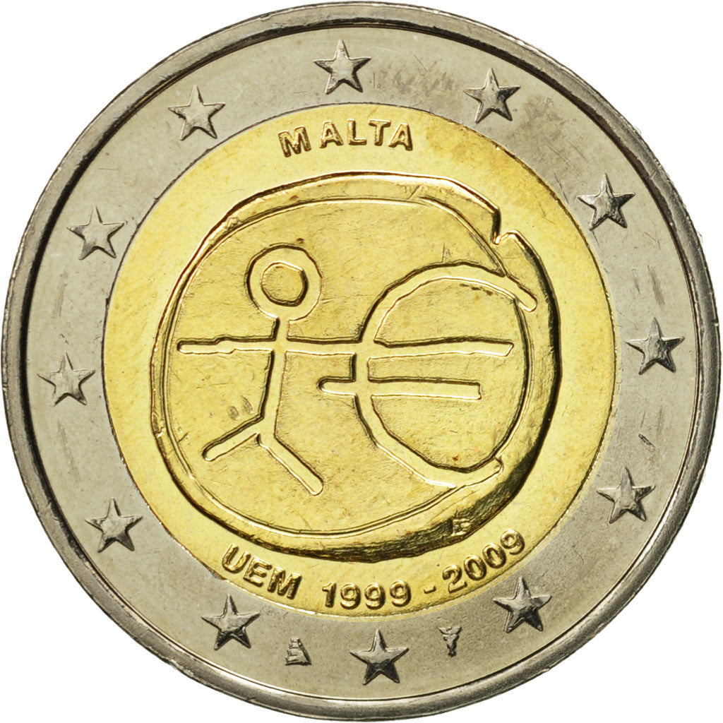 Malta, 2 Euro, 10 Jahre Euro, 2009, MS(63), Bi-Metallic, KM:134