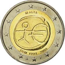 Malta, 2 Euro, 10 Jahre Euro, 2009, SC, Bimetálico, KM:134