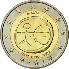 Malta, 2 Euro, 10 Jahre Euro, 2009, MS(63), Bi-Metallic, KM:134