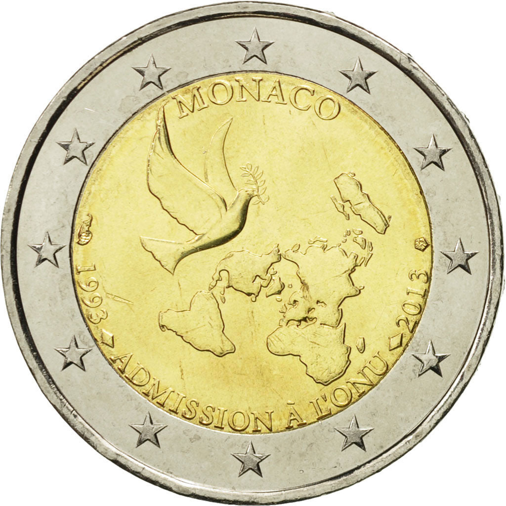 Monaco, 2 Euro, Admission à l'ONU, 2013, MS(63), Bi-Metallic