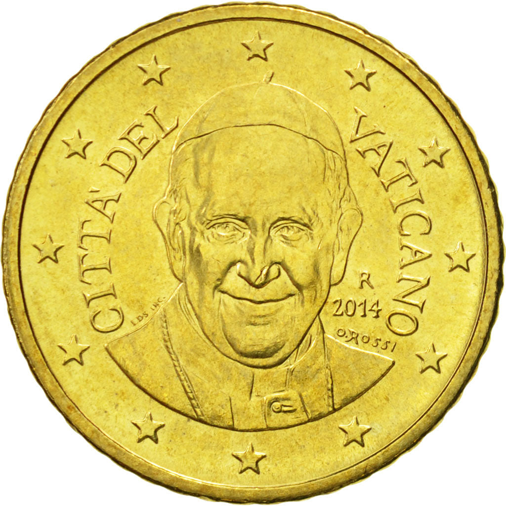 VATICAN CITY, 50 Euro Cent, 2014, MS(63), Brass