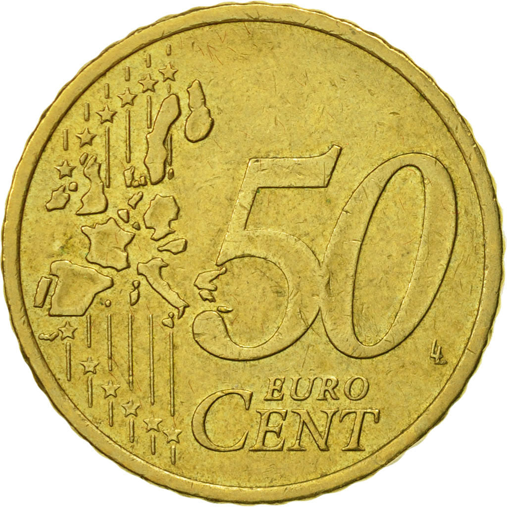 IRELAND REPUBLIC, 50 Euro Cent, 2002, EF(40-45), Brass, KM:37
