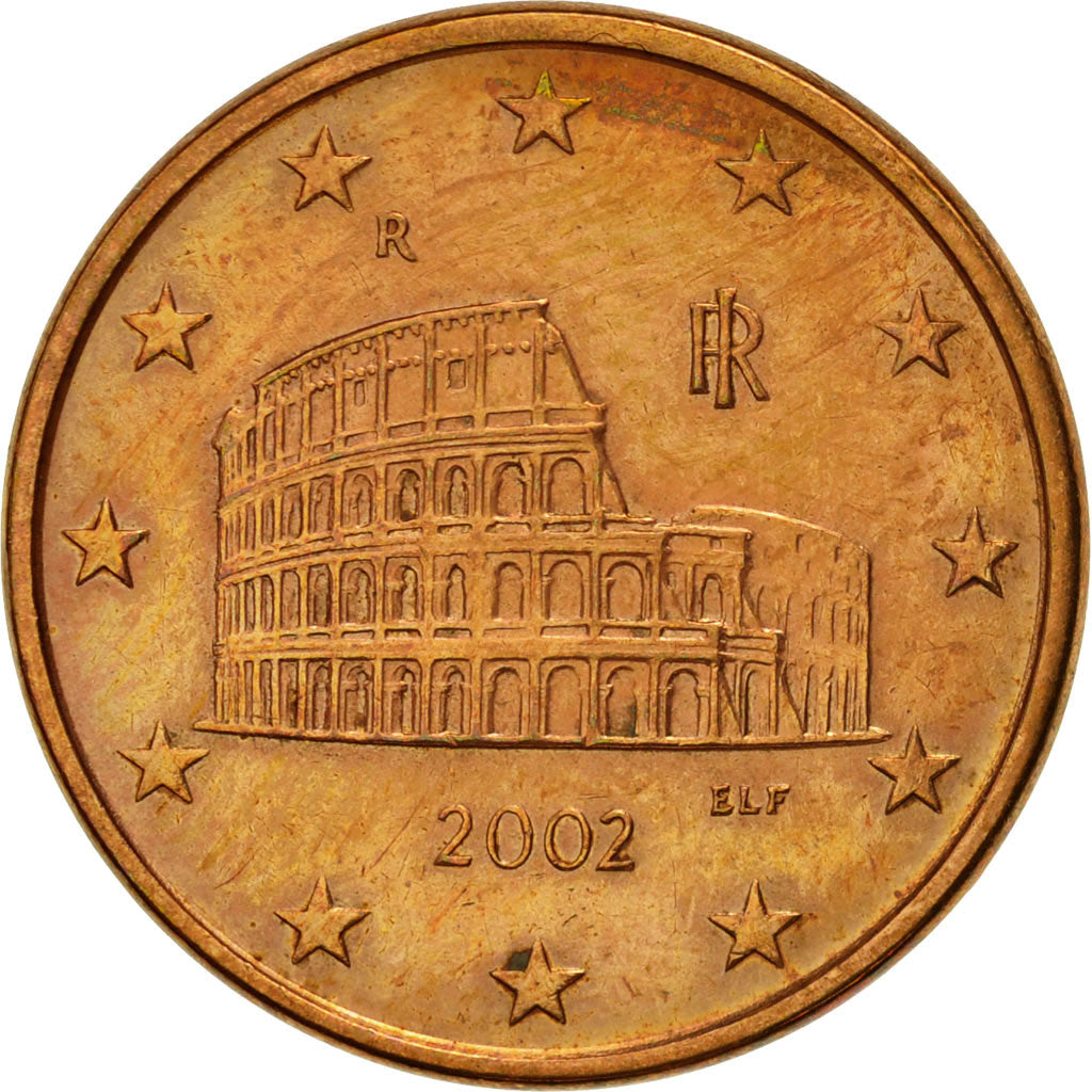 Italy, 5 Euro Cent, 2002, MS(60-62), Copper Plated Steel, KM:212