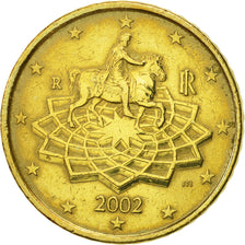 Włochy, 50 Euro Cent, 2002, Rome, MS(60-62), Mosiądz, KM:215