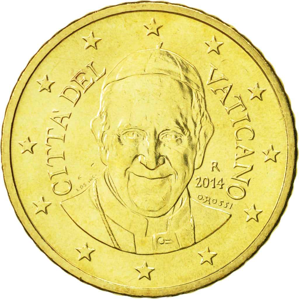 VATICAN CITY, 50 Euro Cent, 2014, MS(63), Brass