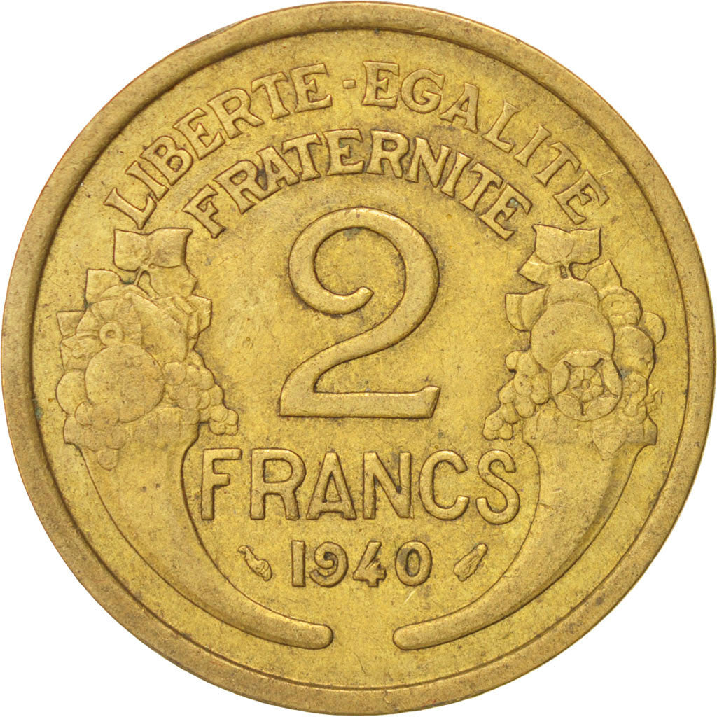 Francia, Morlon, 2 Francs, 1940, Paris, BB, Alluminio-bronzo, KM:886, Gadoury...