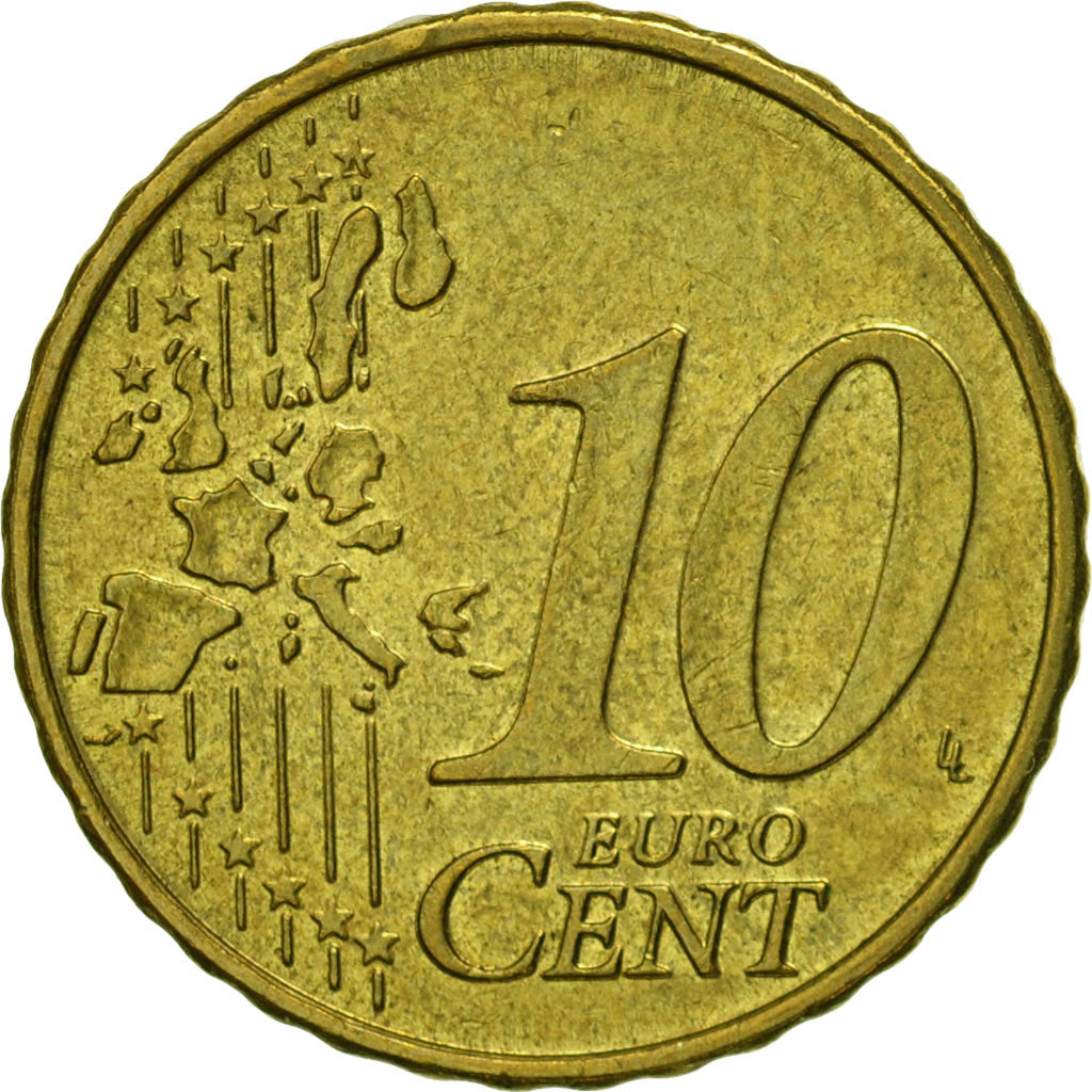 GERMANY - FEDERAL REPUBLIC, 10 Euro Cent, 2002, EF(40-45), Brass, KM:210