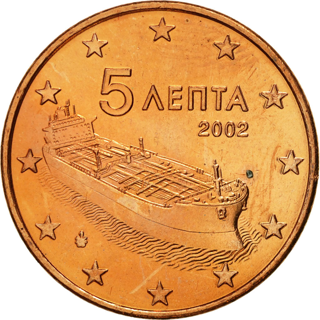 Greece, 5 Euro Cent, 2002, MS(63), Copper Plated Steel, KM:183