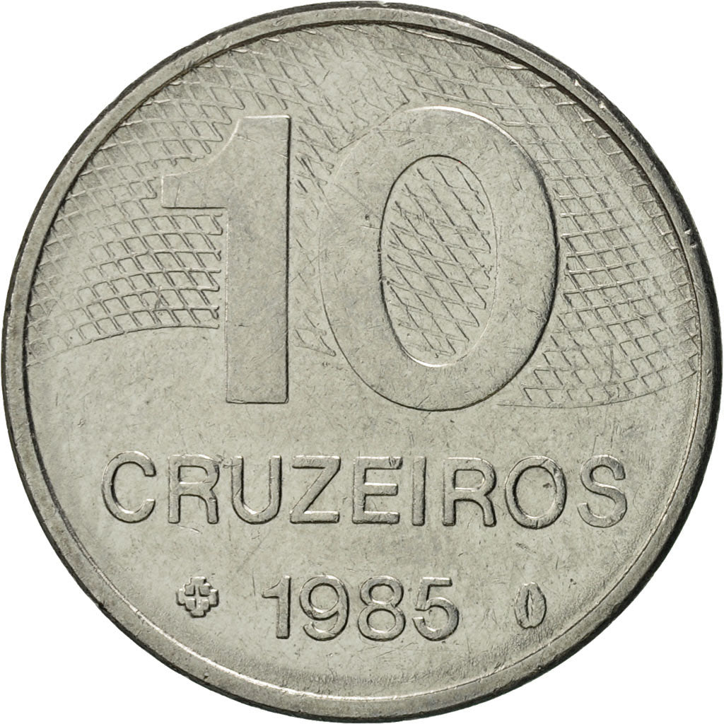 Coin, Brazil, 10 Cruzeiros, 1985, MS(60-62), Stainless Steel, KM:592.2