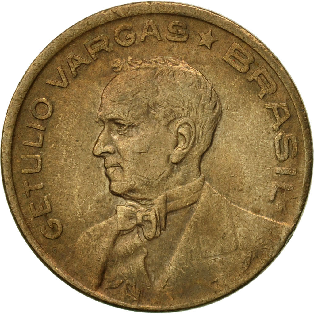 Brazil, 10 Centavos, 1943, AU(50-53), Aluminum-Bronze, KM:555a.1