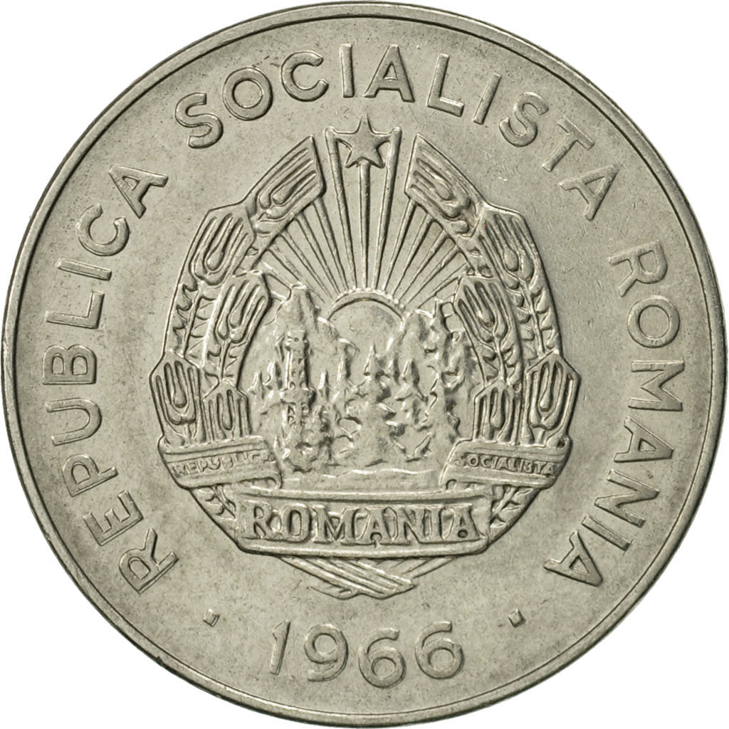 Coin, Romania, 25 Bani, 1966, MS(60-62), Nickel Clad Steel, KM:94
