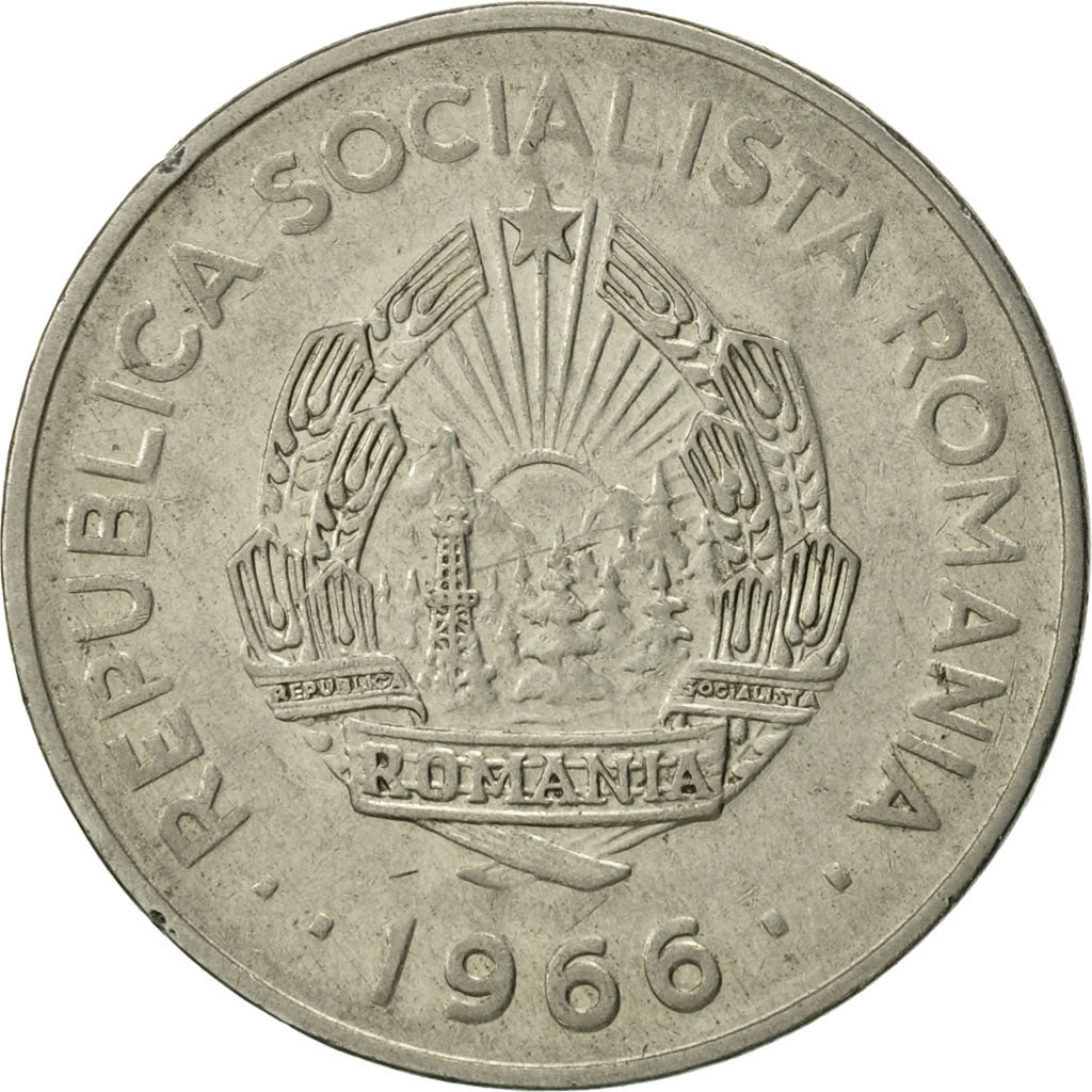 Coin, Romania, Leu, 1966, MS(60-62), Nickel Clad Steel, KM:95