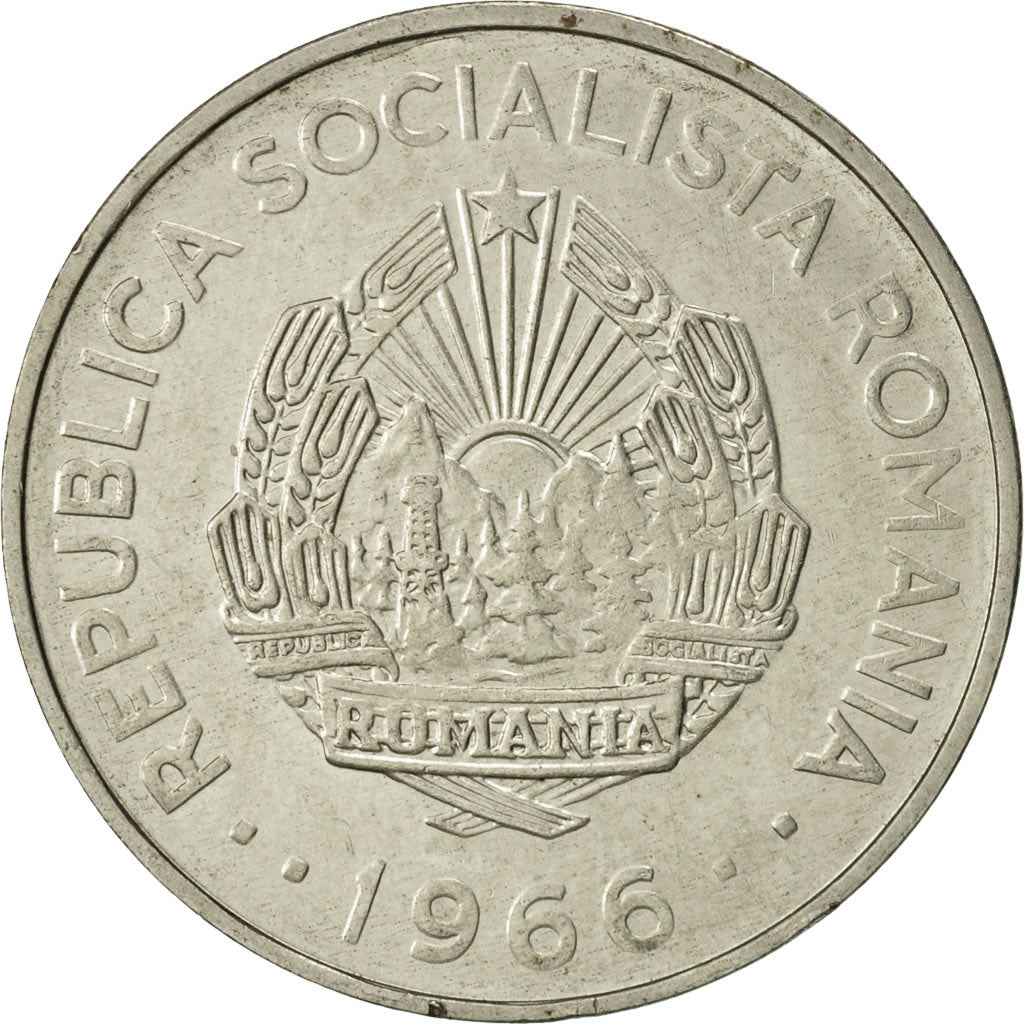 Coin, Romania, 3 Lei, 1966, MS(60-62), Nickel Clad Steel, KM:96