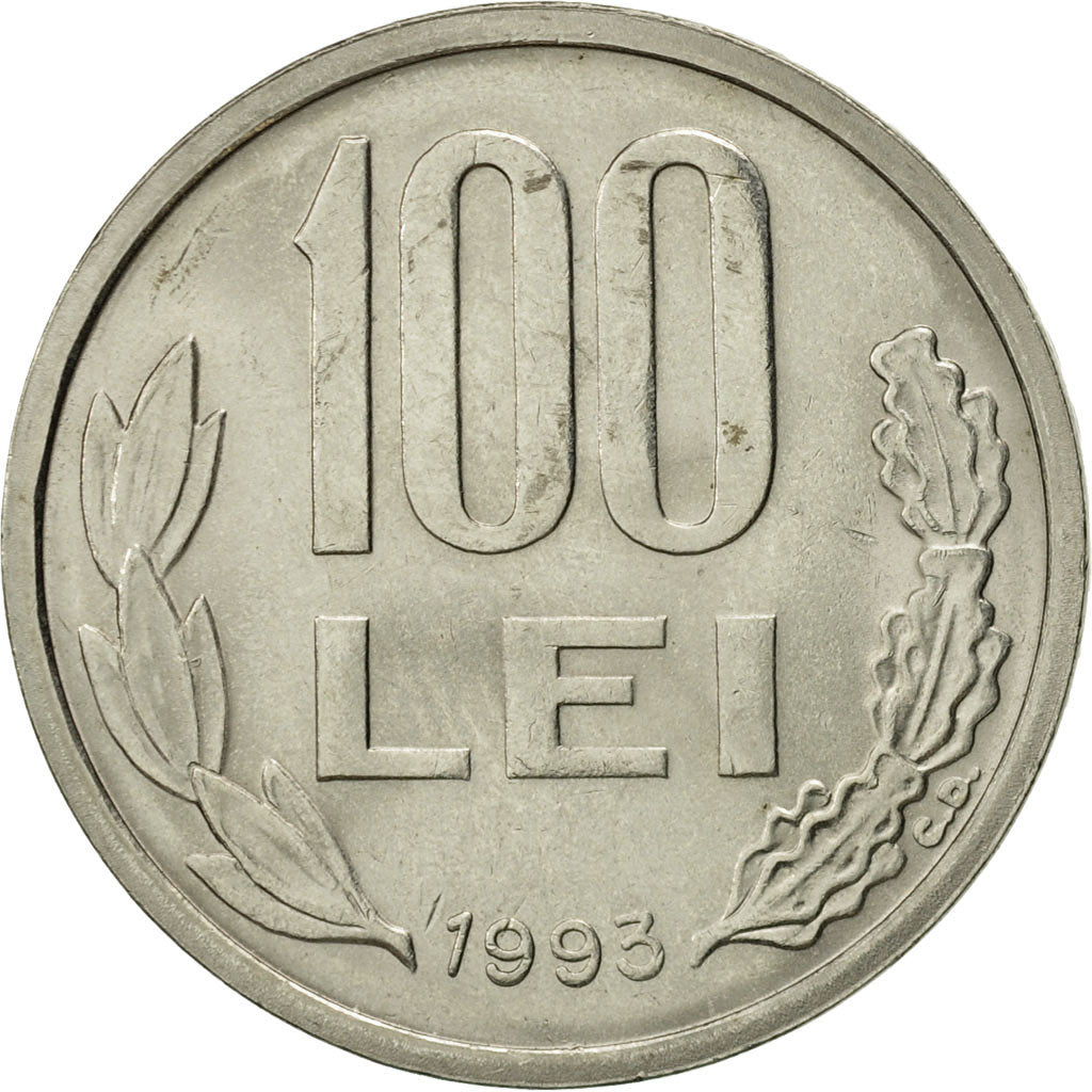 Coin, Romania, 100 Lei, 1993, MS(60-62), Nickel plated steel, KM:111
