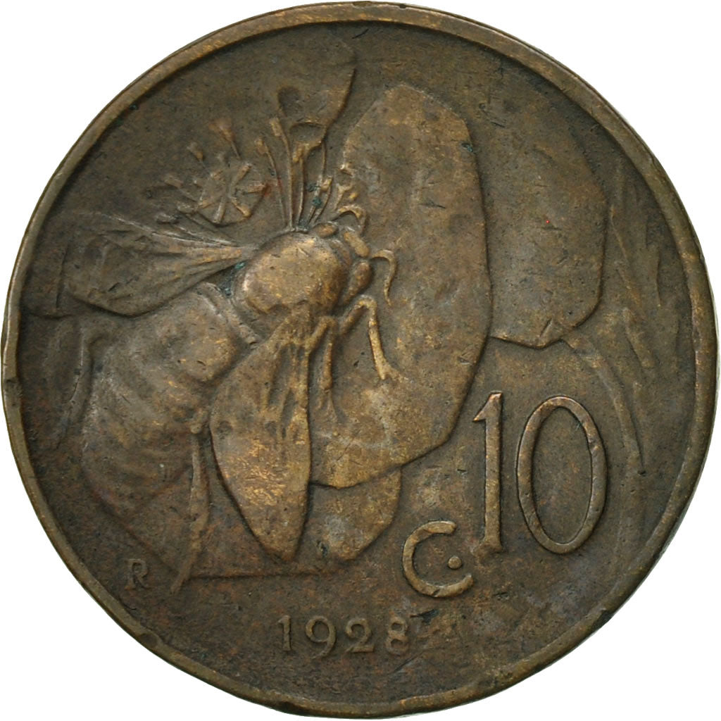Italie, Vittorio Emanuele III, 10 Centesimi, 1928, Rome, TTB, Bronze, KM:60