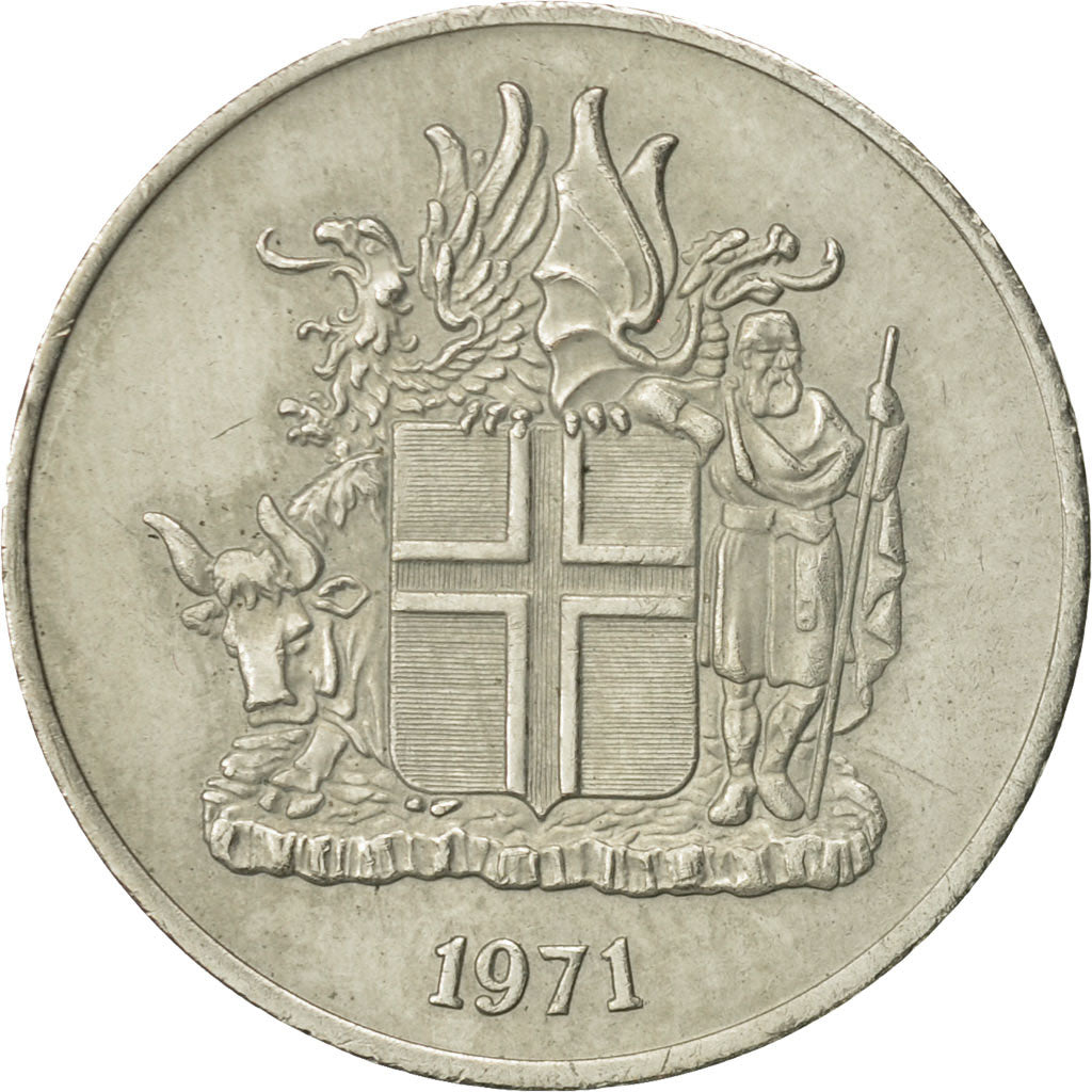 Iceland, 10 Kronur, 1971, AU(55-58), Copper-nickel, KM:15