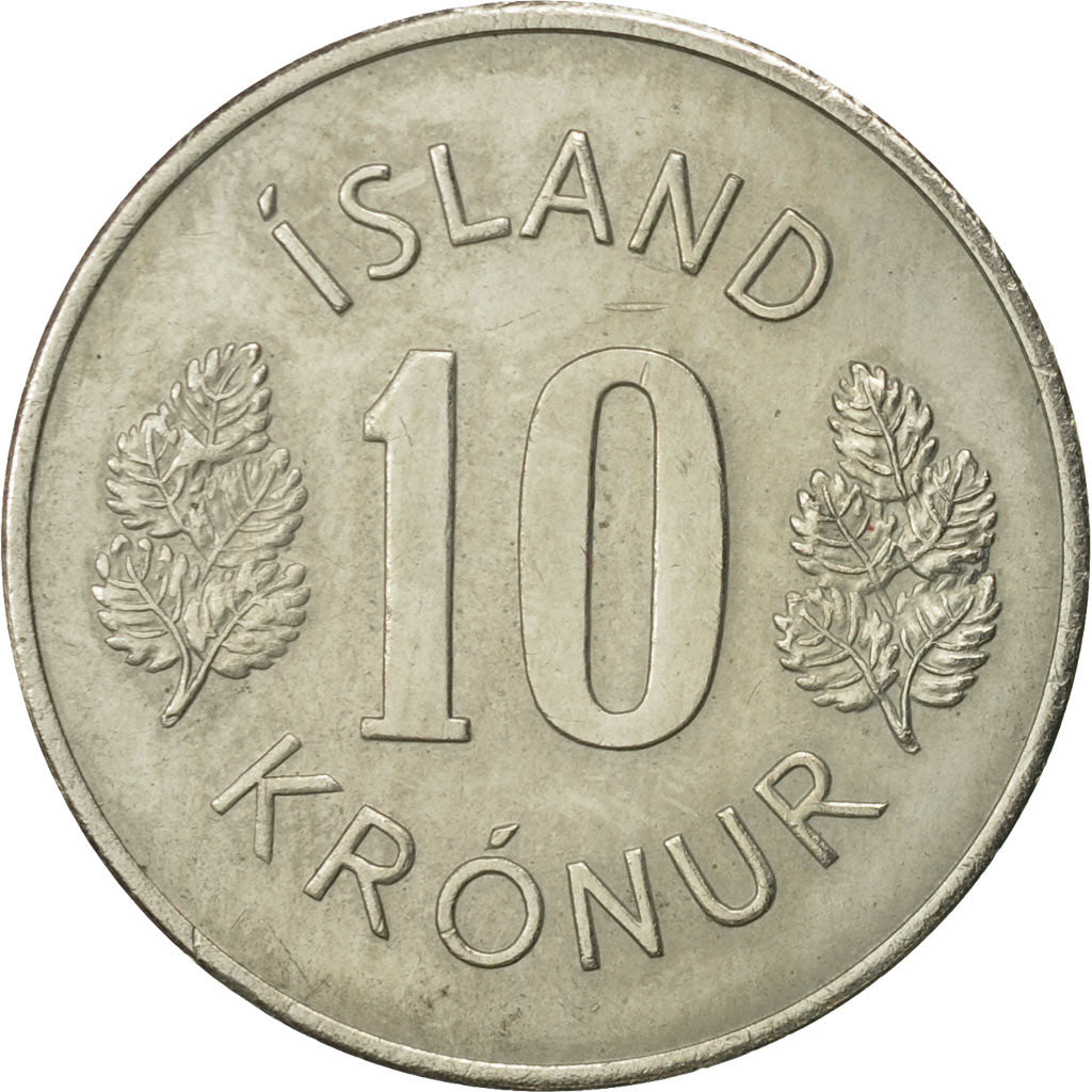 Iceland, 10 Kronur, 1971, AU(55-58), Copper-nickel, KM:15