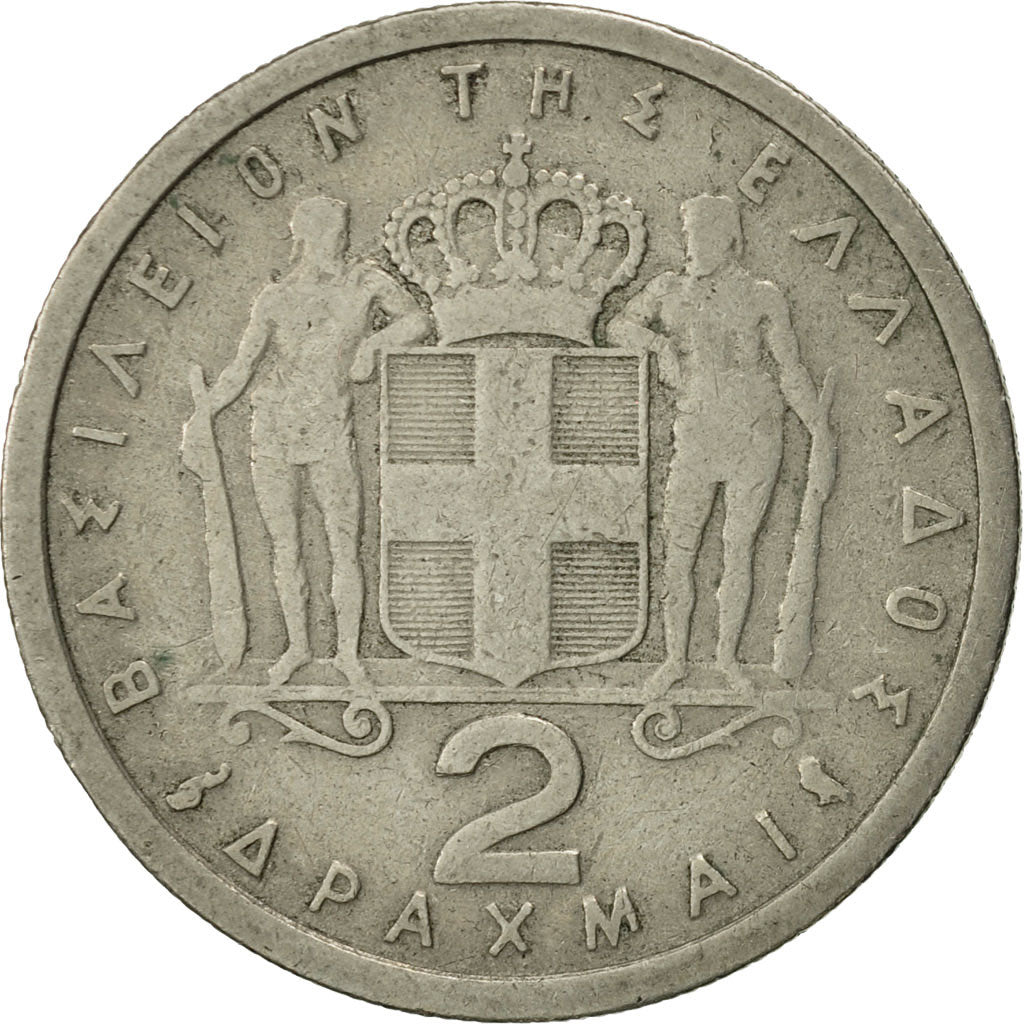 Greece, Paul I, 2 Drachmai, 1962, AU(55-58), Copper-nickel, KM:82