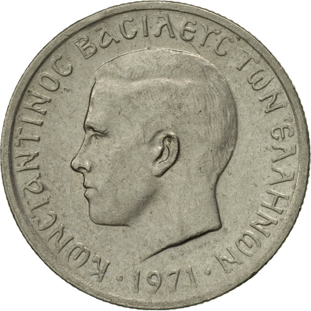 Coin, Greece, Constantine II, 50 Lepta, 1971, AU(55-58), Copper-nickel, KM:97.1