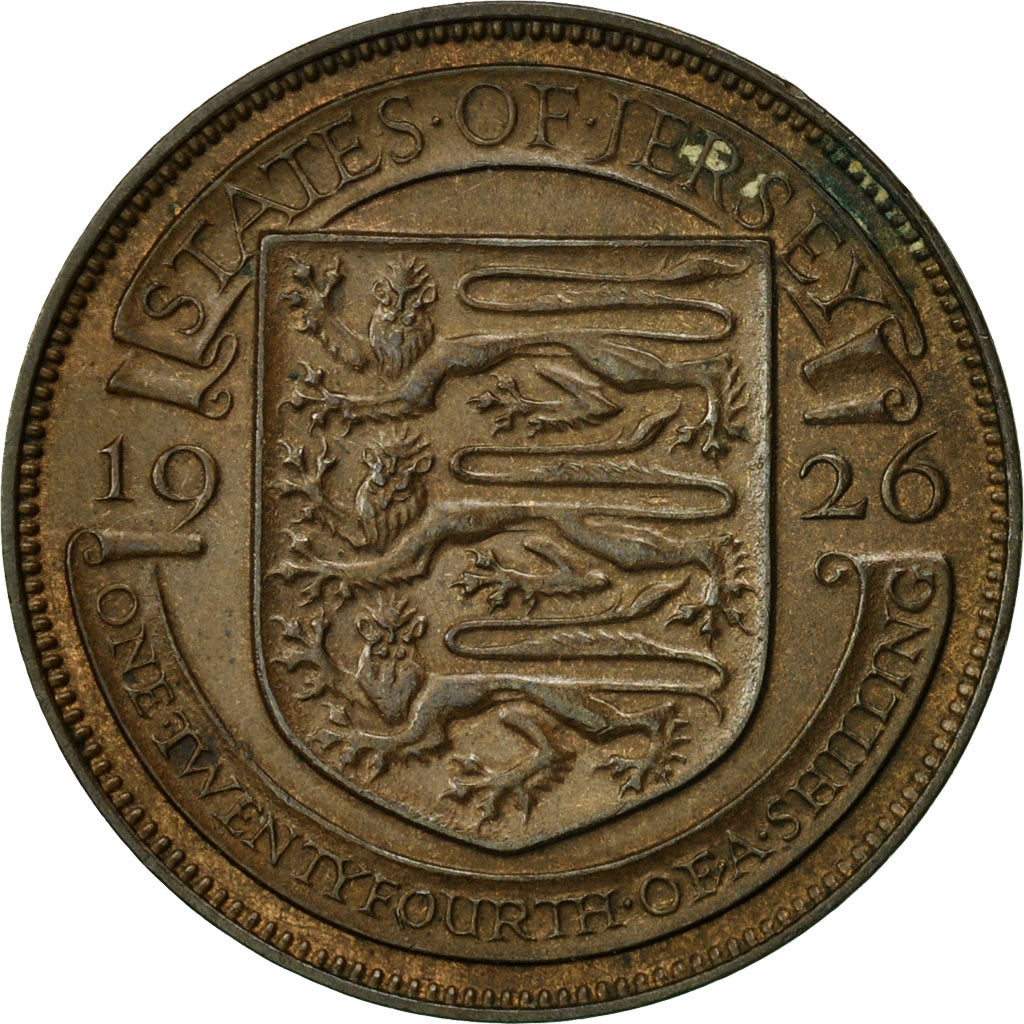 Jersey, George V, 1/24 Shilling, 1926, AU(50-53), Bronze, KM:13