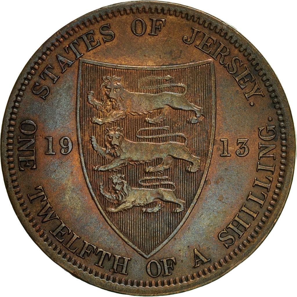 Jersey, George V, 1/12 Shilling, 1913, EF(40-45), Bronze, KM:12