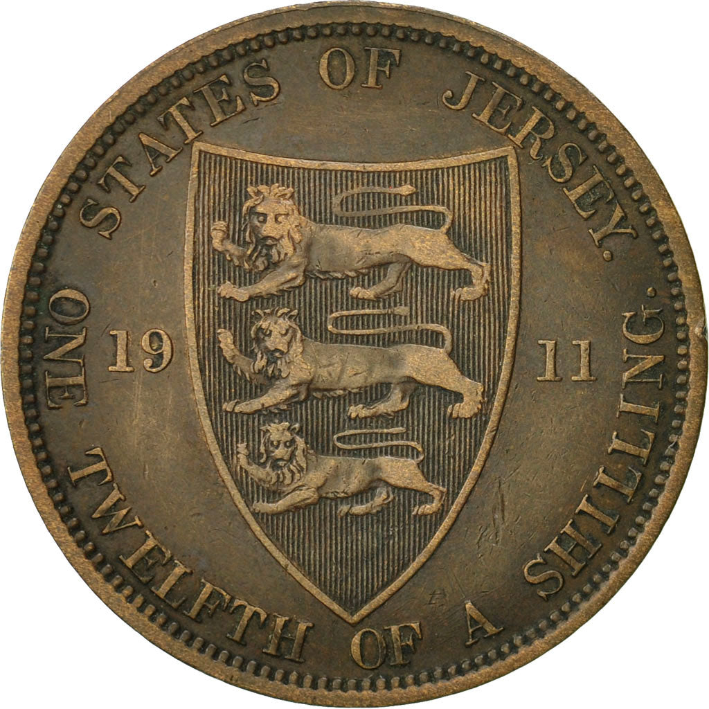 Coin, Jersey, George V, 1/12 Shilling, 1911, EF(40-45), Bronze, KM:12