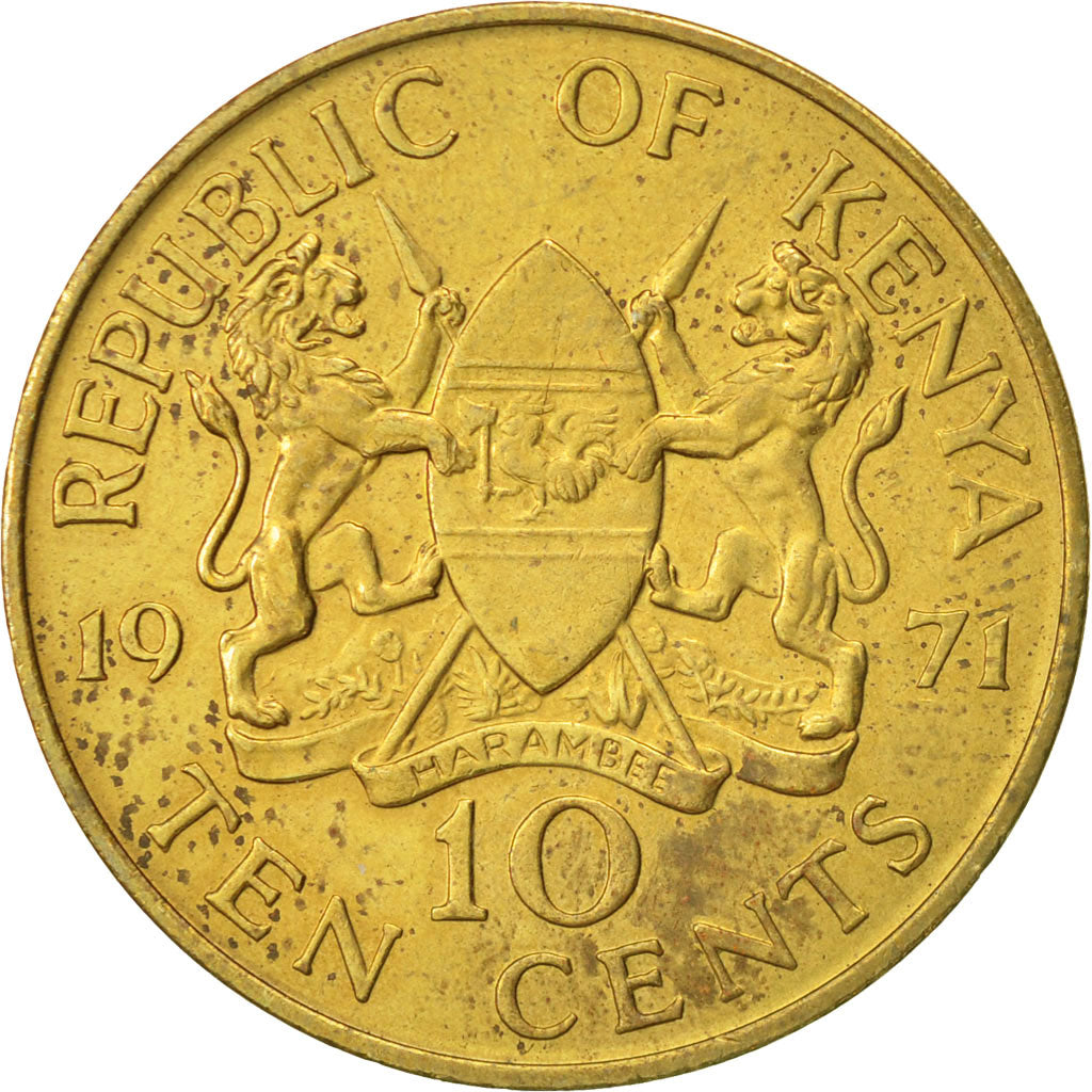 Coin, Kenya, 10 Cents, 1971, AU(50-53), Nickel-brass, KM:11
