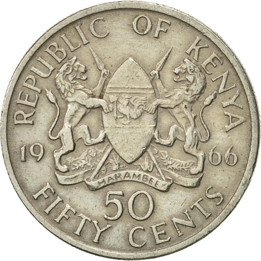 Coin, Kenya, 50 Cents, 1966, AU(50-53), Copper-nickel, KM:4