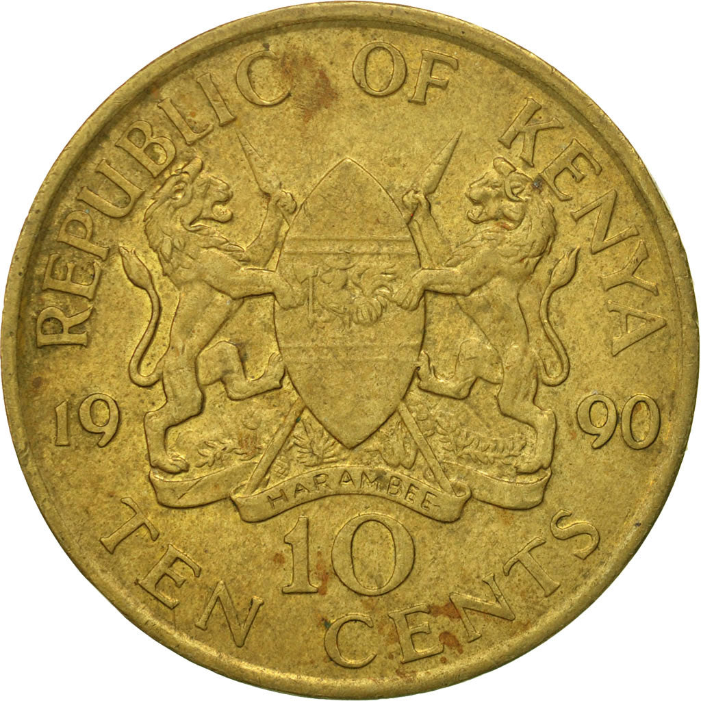 Coin, Kenya, 10 Cents, 1990, British Royal Mint, AU(50-53), Nickel-brass, KM:18
