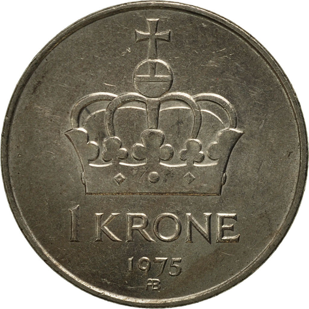 Coin, Norway, Olav V, Krone, 1975, AU(50-53), Copper-nickel, KM:419