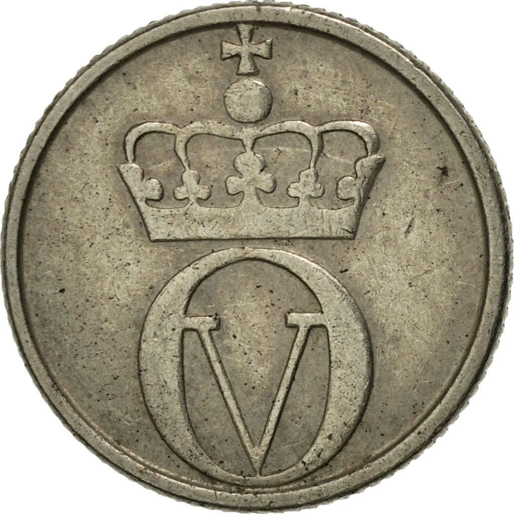 Coin, Norway, Olav V, 10 Öre, 1960, AU(55-58), Copper-nickel, KM:411