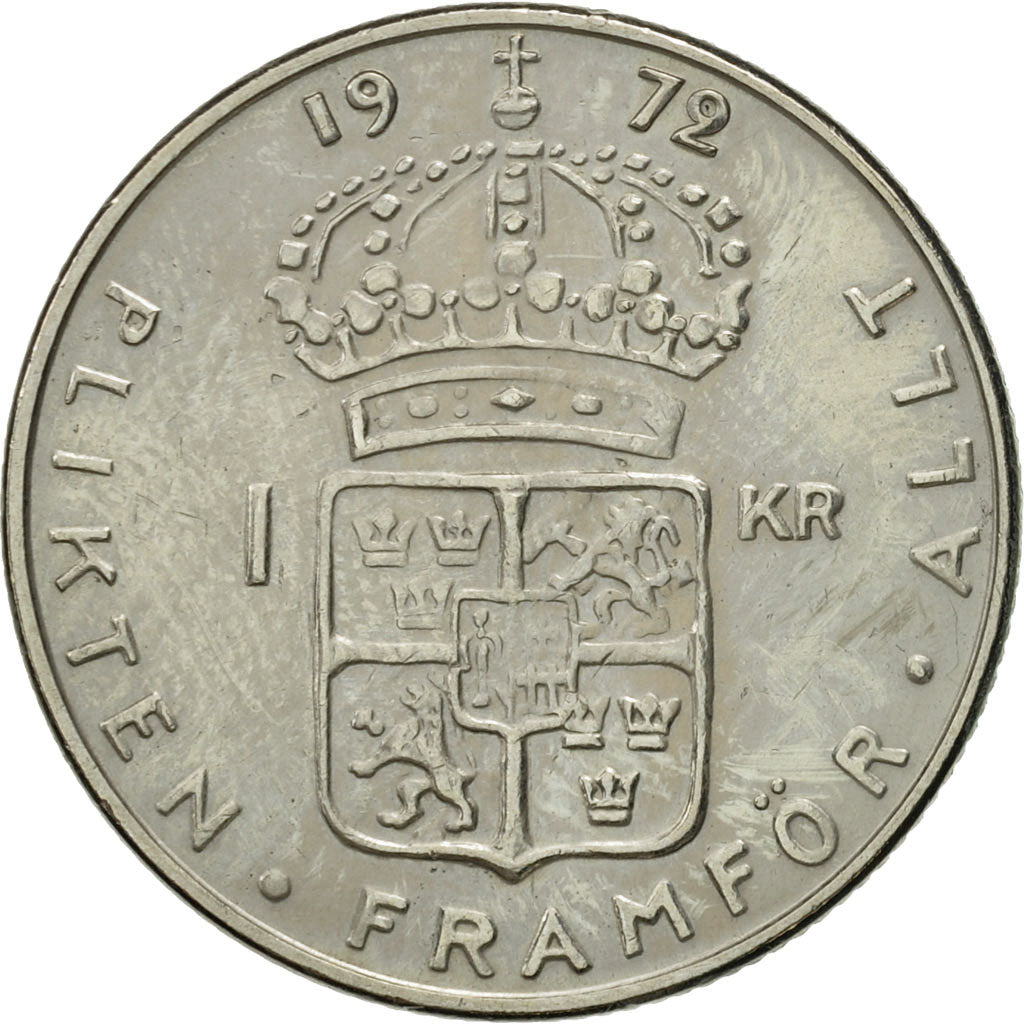 Coin, Sweden, Gustaf VI, Krona, 1972, MS(60-62), Copper-Nickel Clad Copper
