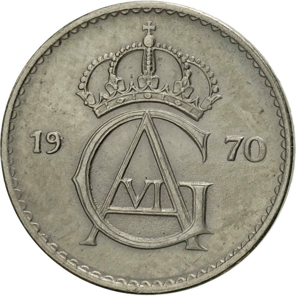 Coin, Sweden, Gustaf VI, 10 Öre, 1970, AU(55-58), Copper-nickel, KM:835