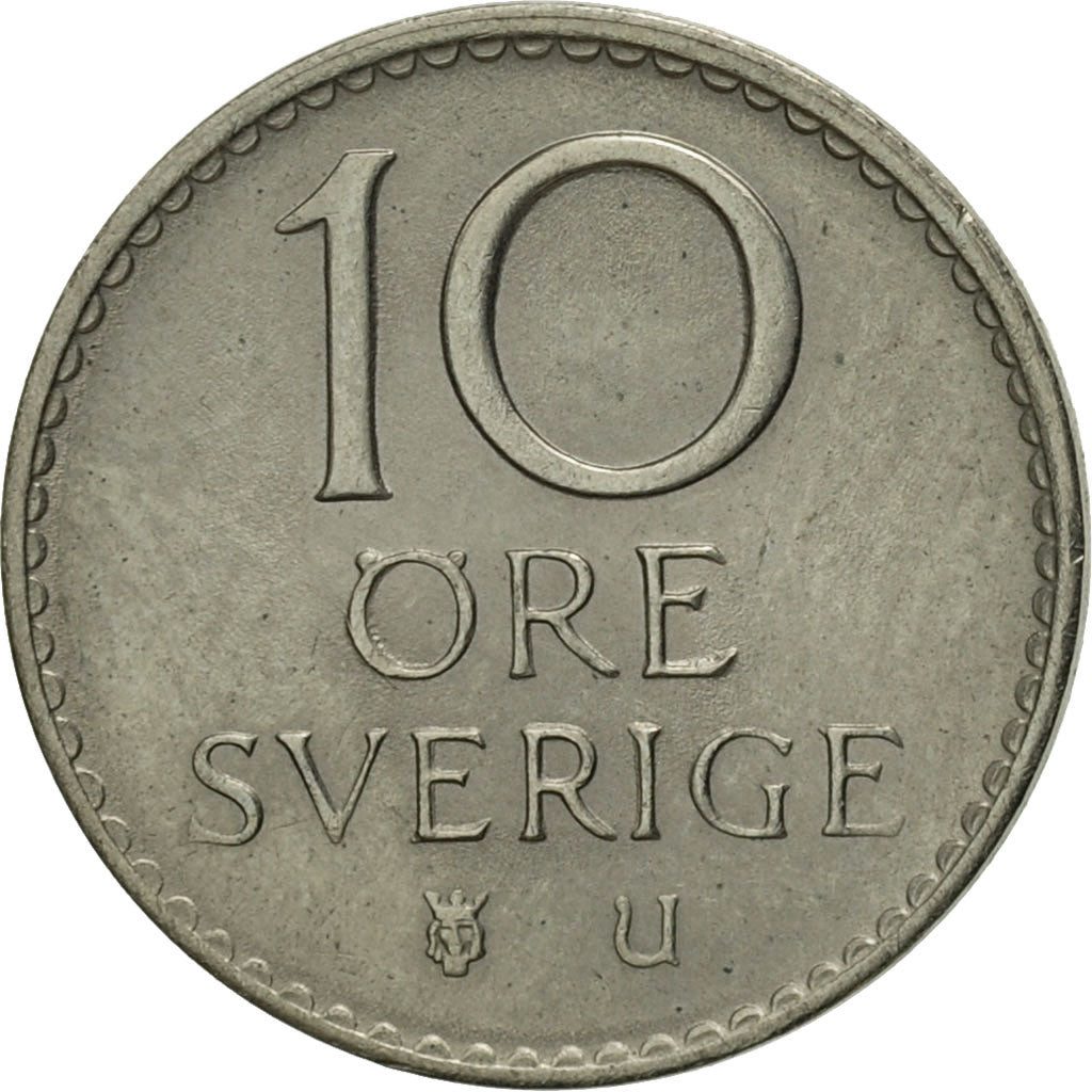 Coin, Sweden, Gustaf VI, 10 Öre, 1970, AU(55-58), Copper-nickel, KM:835