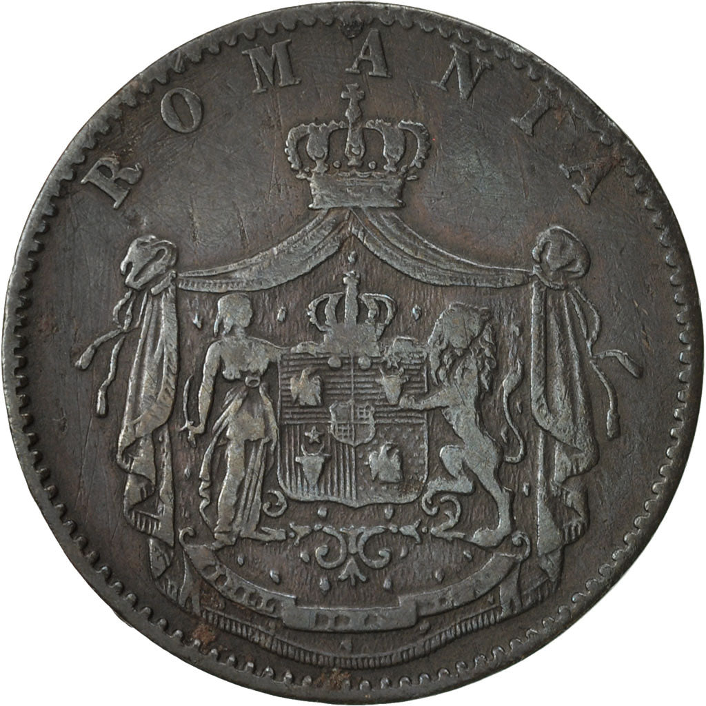 Romania, Carol I, 5 Bani, 1867, VF(30-35), Copper, KM:3.1