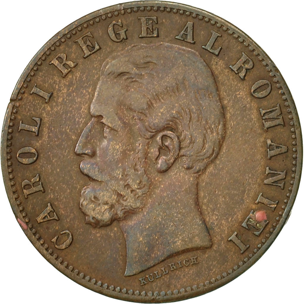 Romania, Carol I, 5 Bani, 1885, EF(40-45), Copper, KM:19