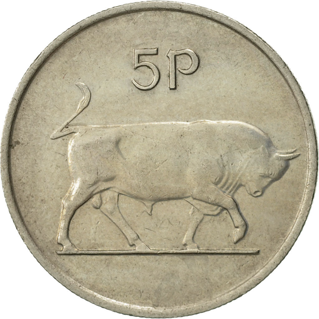 Coin, IRELAND REPUBLIC, 5 Pence, 1975, AU(50-53), Copper-nickel, KM:22