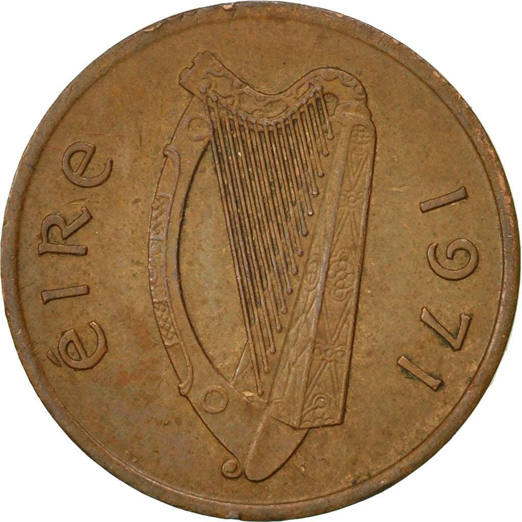 Coin, IRELAND REPUBLIC, 1/2 Penny, 1971, AU(50-53), Bronze, KM:19