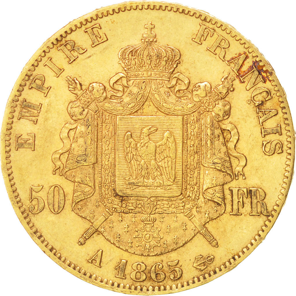 France, Napoleon III, 50 Francs, 1865, Paris, Gold, KM 804.1
