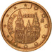 Spain, 2 Euro Cent, 2000, MS(60-62), Copper Plated Steel, KM:1041