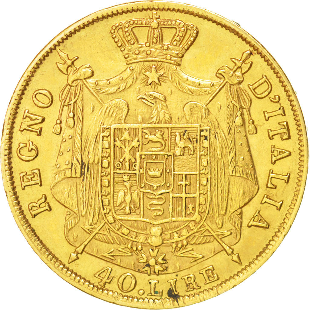 STATI ITALIANI, KINGDOM OF NAPOLEON, Napoleon I, 40 Lire, 1814, Milan, BB+, O...