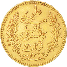 Coin, Tunisia, Ali Bey, 20 Francs, 1897, Paris, AU(50-53), Gold, KM:227