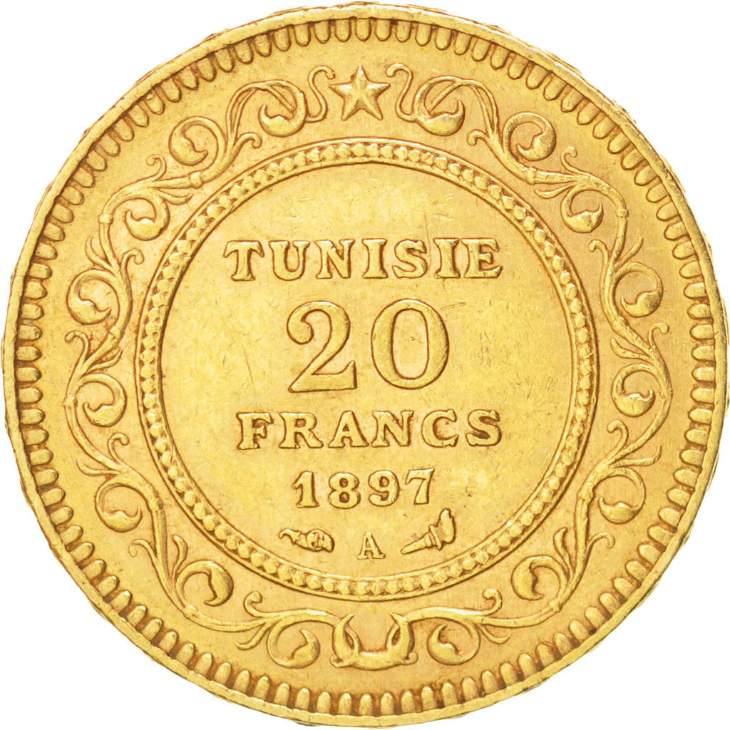 Münze, Tunesien, Ali Bey, 20 Francs, 1897, Paris, SS+, Gold, KM:227