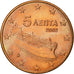 Greece, 5 Euro Cent, 2002, MS(60-62), Copper Plated Steel, KM:183