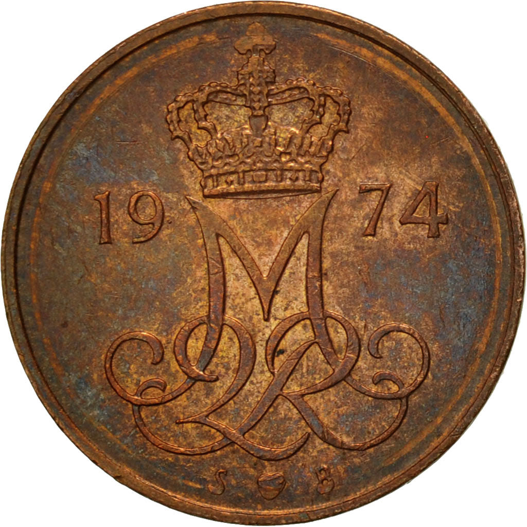 Moneta, Danimarca, Margrethe II, 5 Öre, 1974, Copenhagen, SPL, Ferro placcato