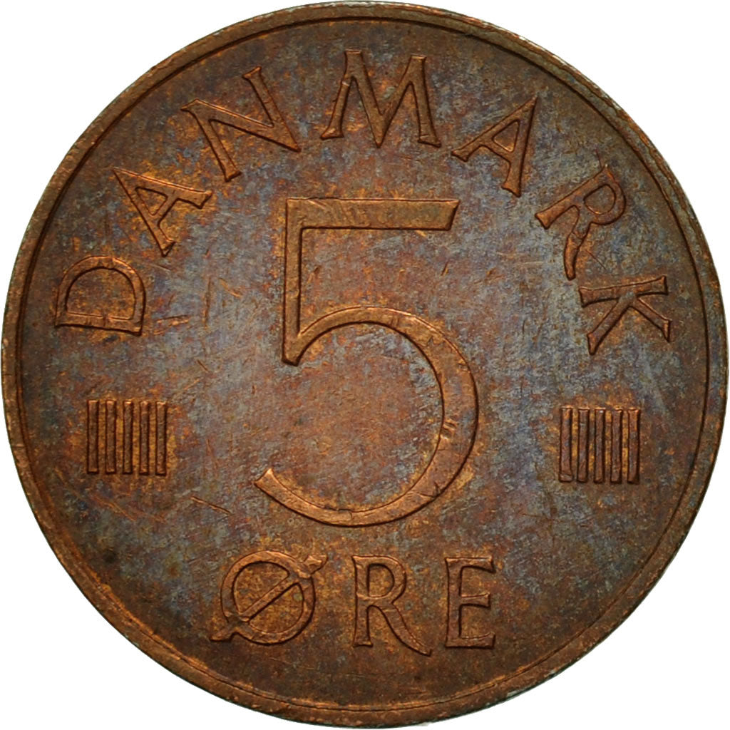 Moneta, Danimarca, Margrethe II, 5 Öre, 1974, Copenhagen, SPL, Ferro placcato