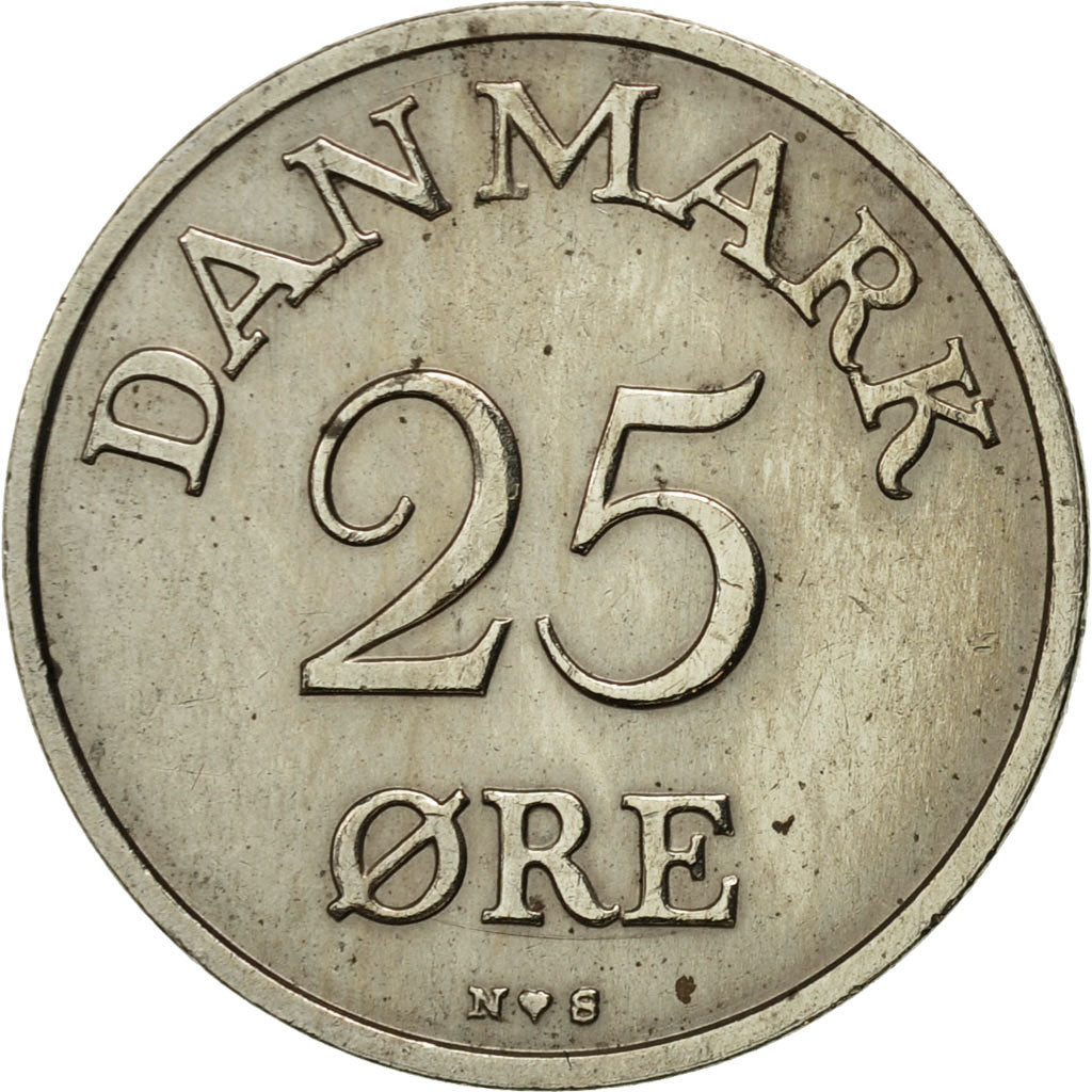 Coin, Denmark, Frederik IX, 25 Öre, 1954, Copenhagen, EF(40-45), Copper-nickel