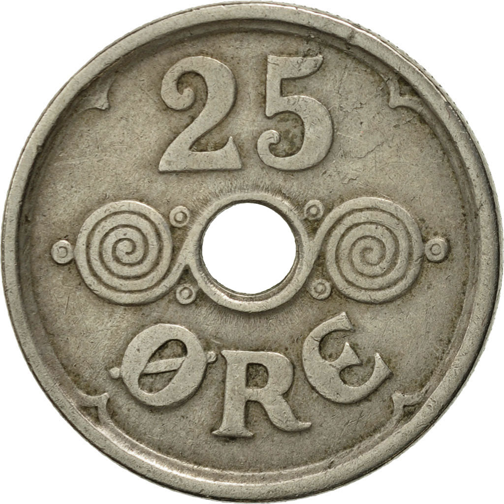 Coin, Denmark, Christian X, 25 Öre, 1924, Copenhagen, EF(40-45), Copper-nickel