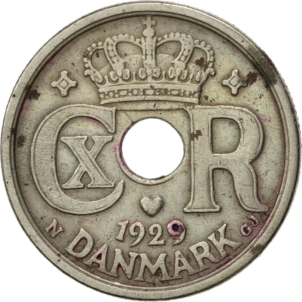 Coin, Denmark, Christian X, 25 Öre, 1929, Copenhagen, EF(40-45), Copper-nickel