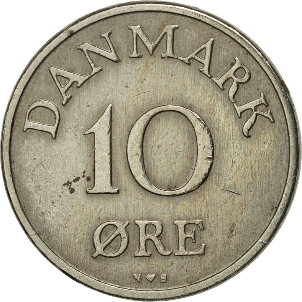 Coin, Denmark, Frederik IX, 10 Öre, 1952, Copenhagen, EF(40-45), Copper-nickel
